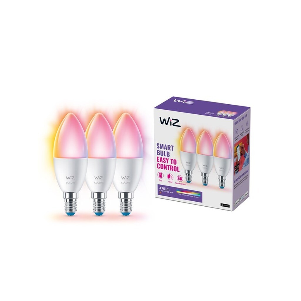 WiZ Full Color C37 E14 Smart Kertepære 3-pak - RGB/16 millioner farver + dæmpbart hvidt LED-lys