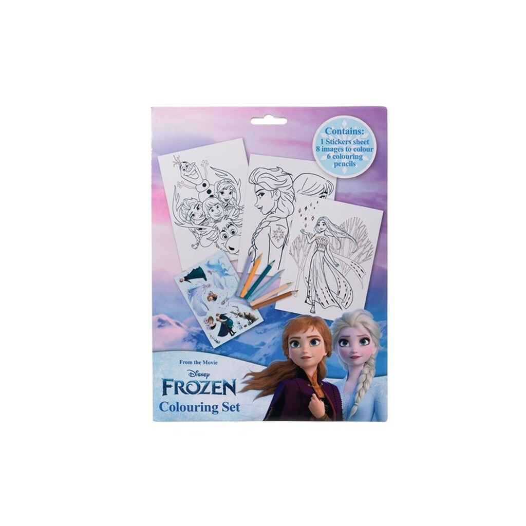 Euromic Colouring set with colouring sheets and 6 pre-sharpened colouring pencils packed in polybag with header card