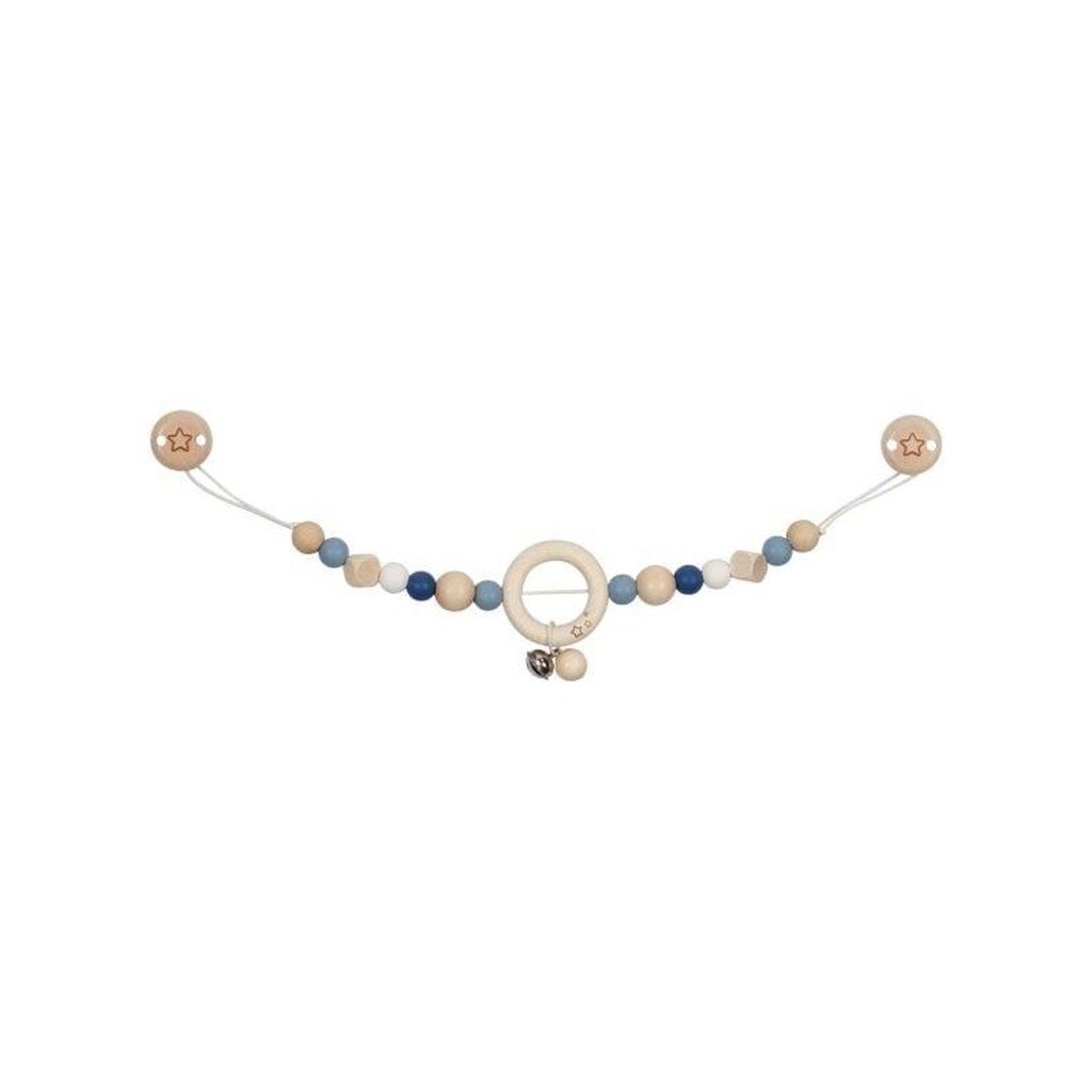 Goki Wooden Stroller Chain Star Blue with Clips