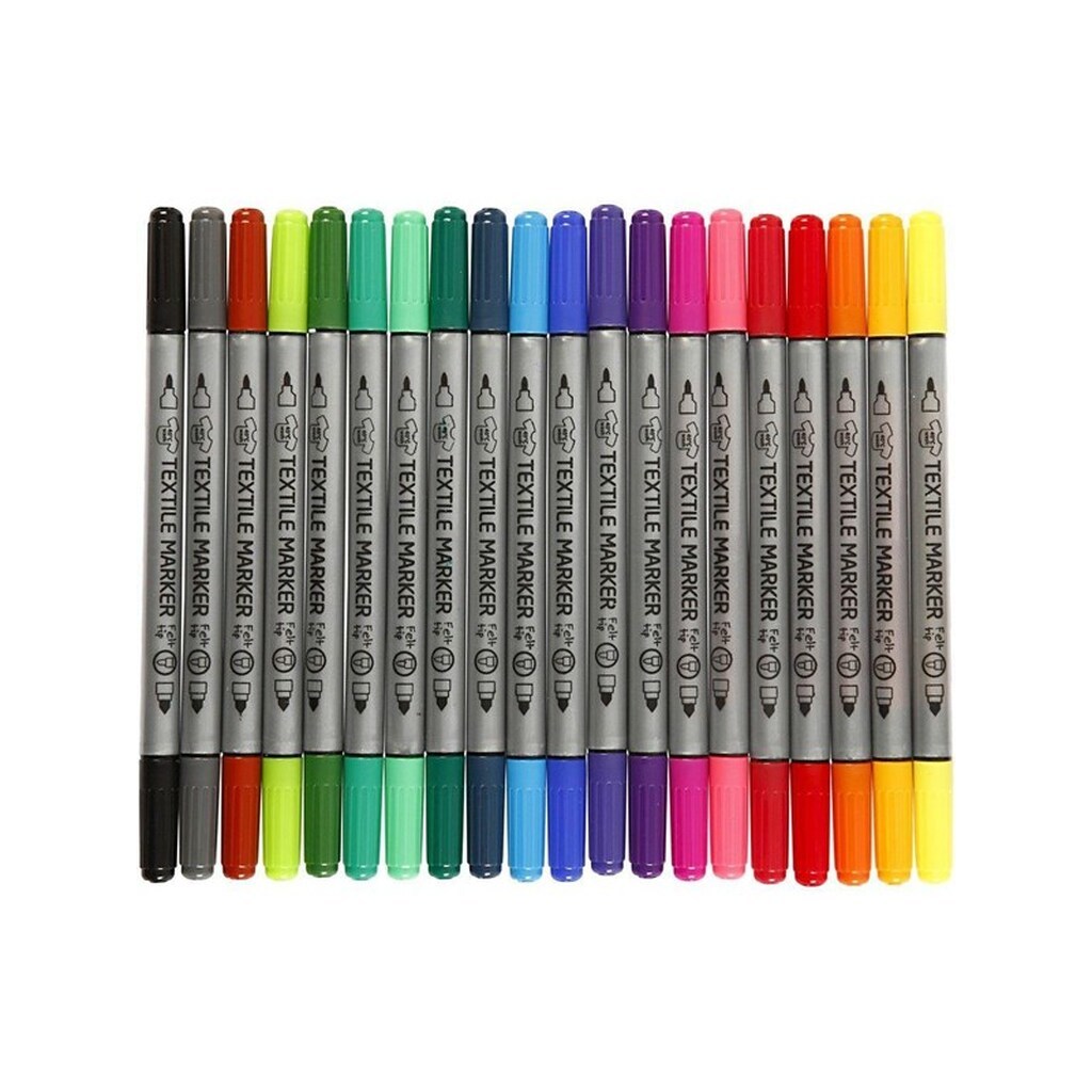 Creativ Company Double-sided Textile Markers - Basic colors 20pcs