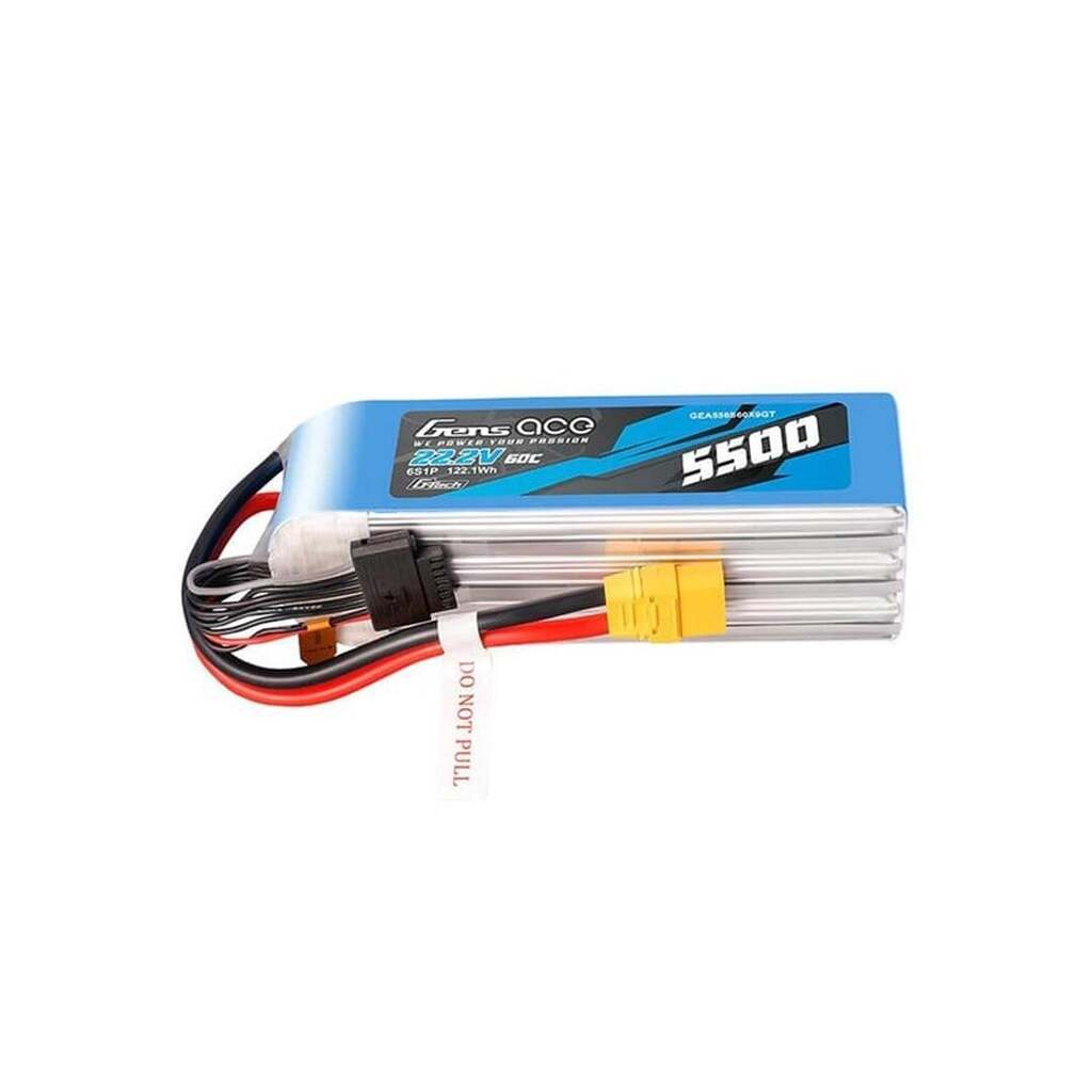 Gens ace &amp;Tattu Battery G-Tech 5500mAh 22.2V 60C 6S1P LIPO with XT90 connector