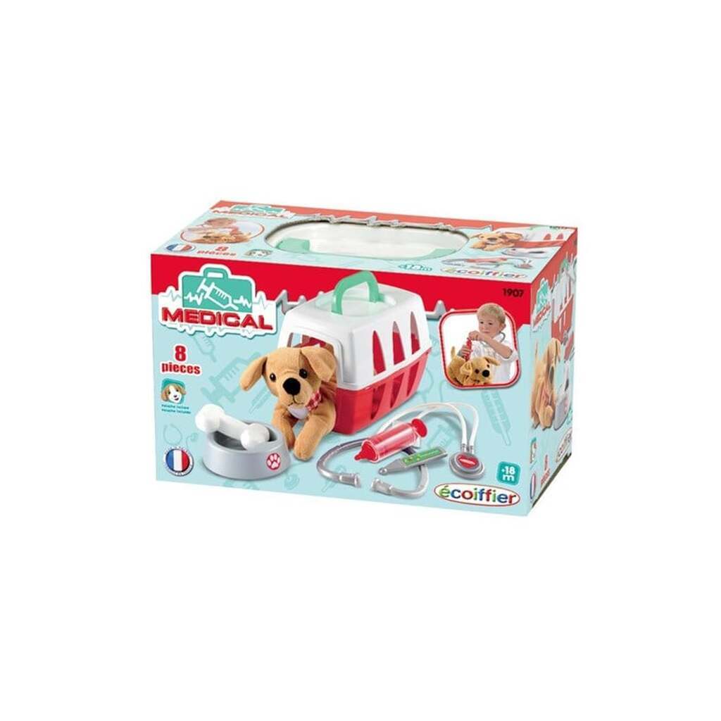 Ecoiffier Dog in travel basket