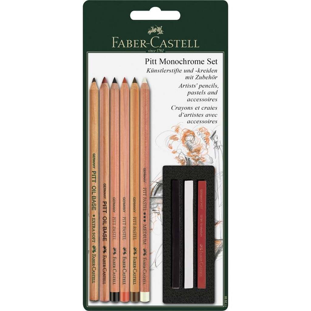 Faber-Castell Pitt Monochrome-sæt, blisterkort, 9 dele