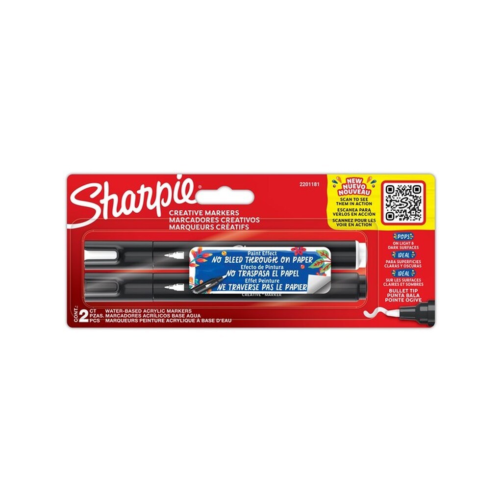 Sharpie Creative Marker Bullet Tip | Sort &amp; Hvid | 2 Stk