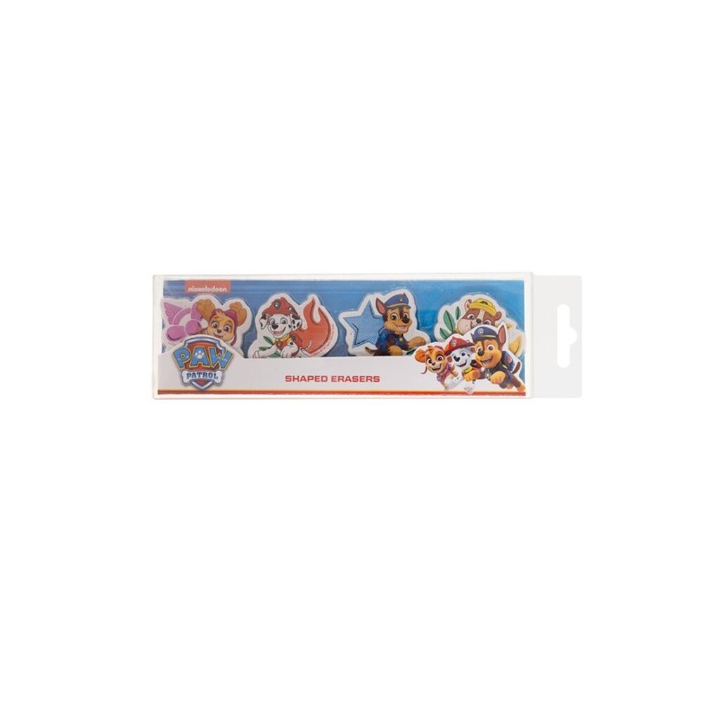 Euromic 4-pack erasers - 4 shaped erasers packed in acetate box with eurohole (size of box 5.2 x 16 cm)