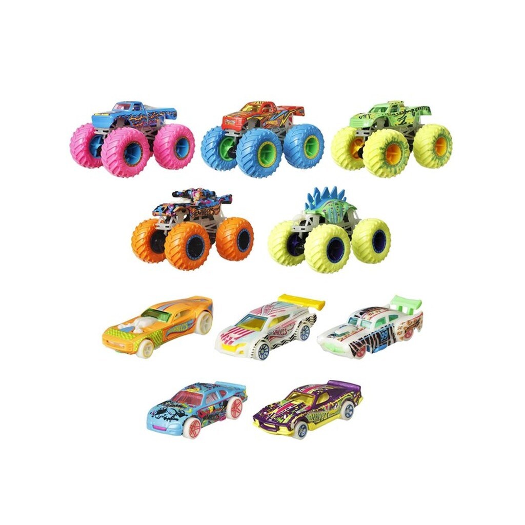 Hot Wheels Monster Truck Glow In The Dark Car Bundle