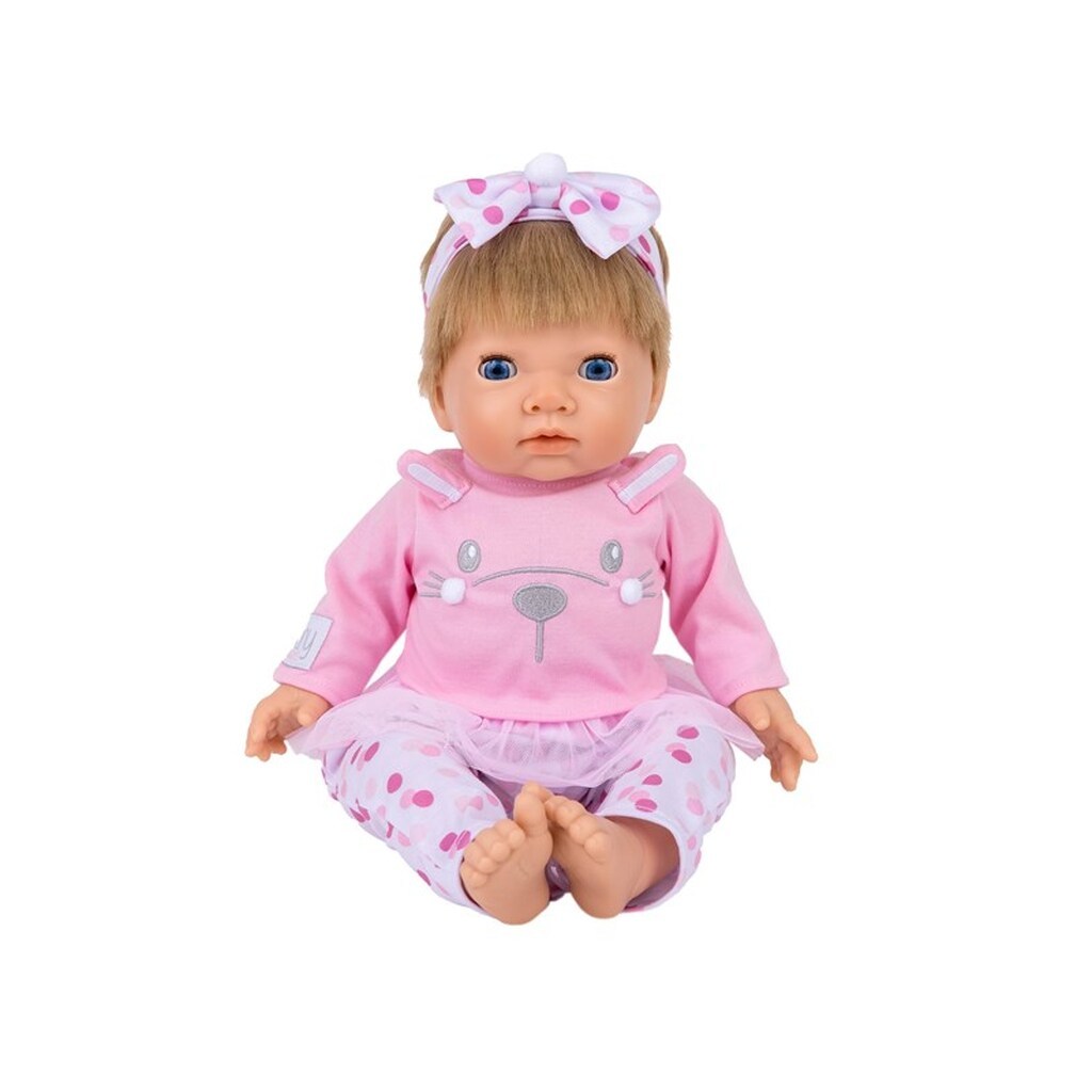 Tiny Treasures Dukke med blond hår og rosa outfit