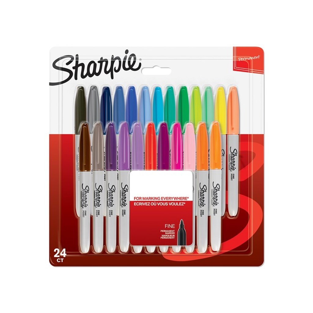 Sharpie Permanent Markers | Fin spids | Forskellige farver | 24 styk