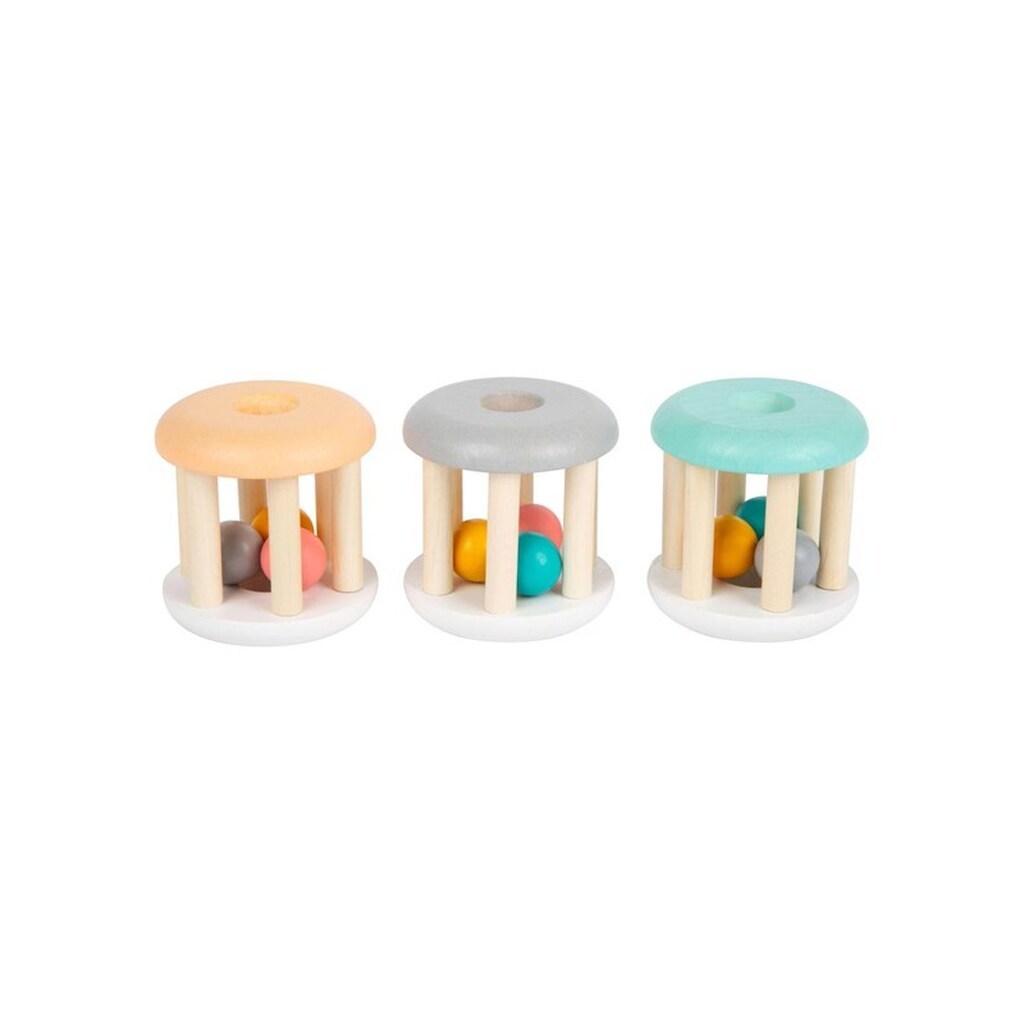 Small Foot - Wooden Baby Rattle Pastel 3pcs.