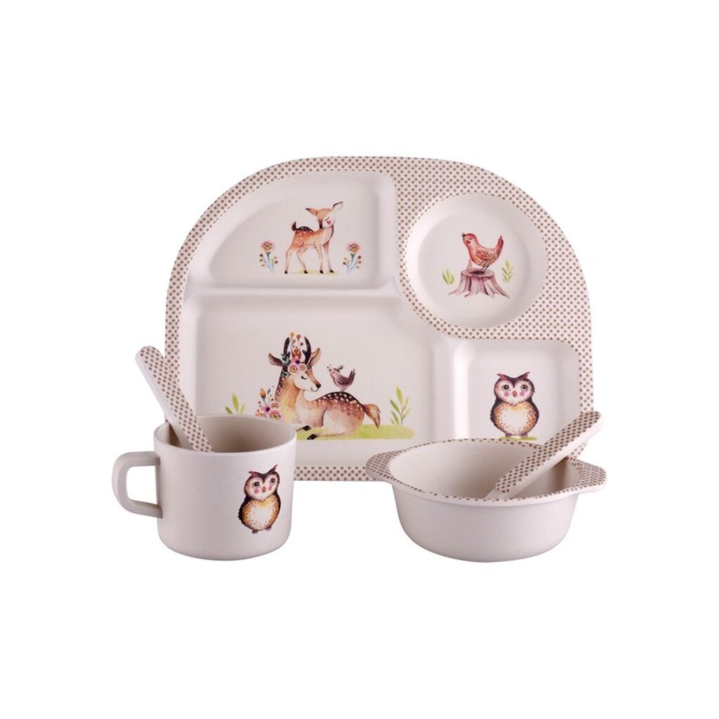 Barbo Toys Wood Friends 100% melamin spisesæt