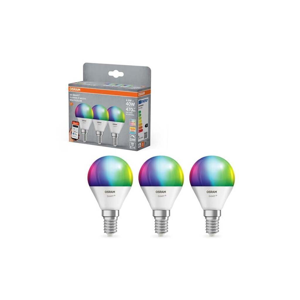 Osram SMART+ MATTER krone 470lm 4,9W/RGBW (40W) mat E14 3-pak