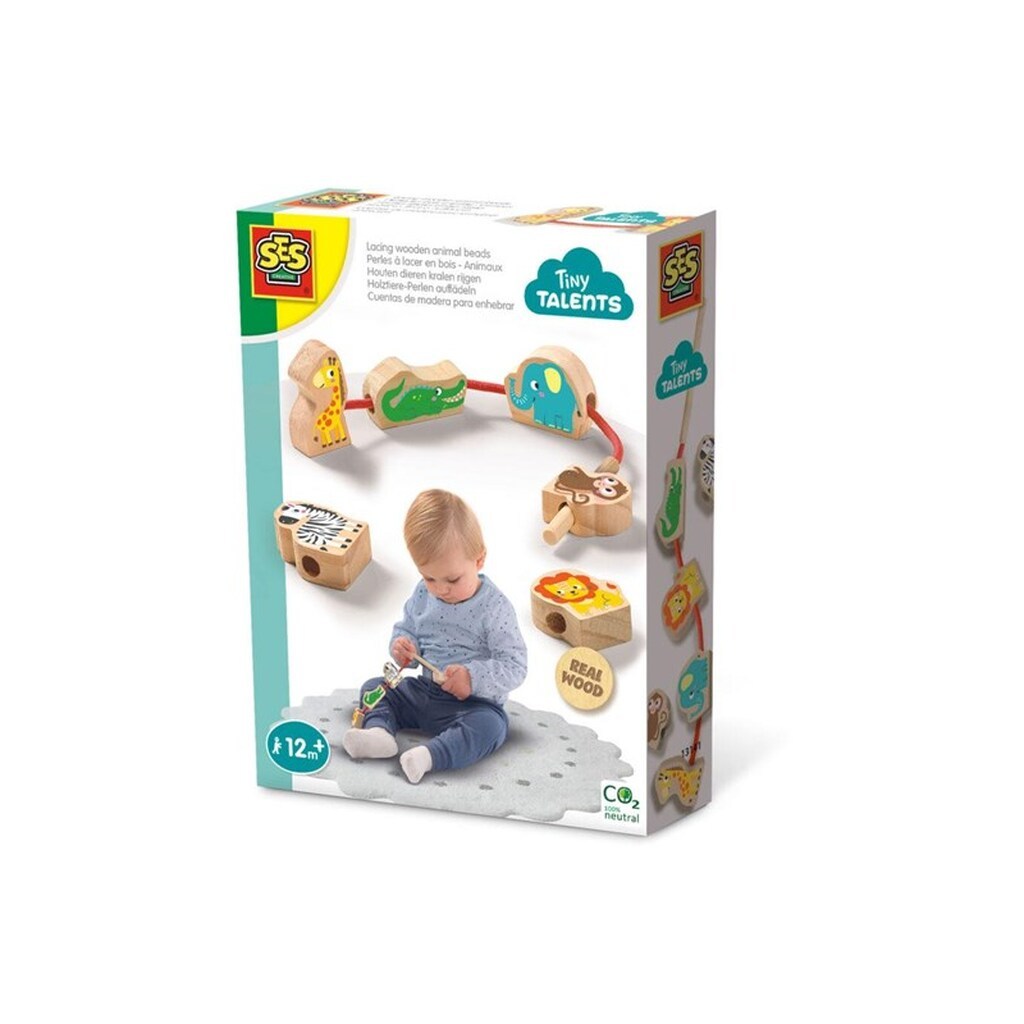 SES Creative Tiny Talents Wooden Lacing Beads Animals