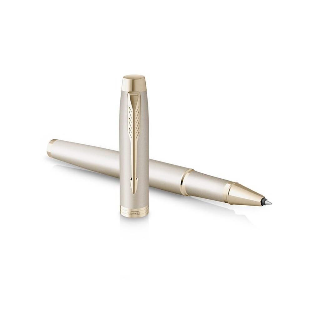 Parker IM Monokrom Rollerball pen | Champagnefinish og trim | Fint punkt | Sort blæk | Gaveæske