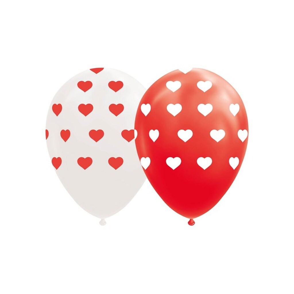 Globos Balloons Hearts Red/White 30cm 8pcs.
