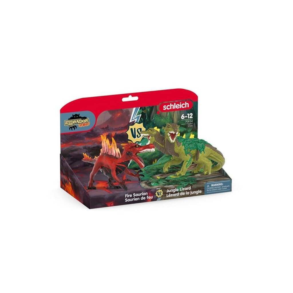 Schleich Fire Saurian vs. Jungle Lizard
