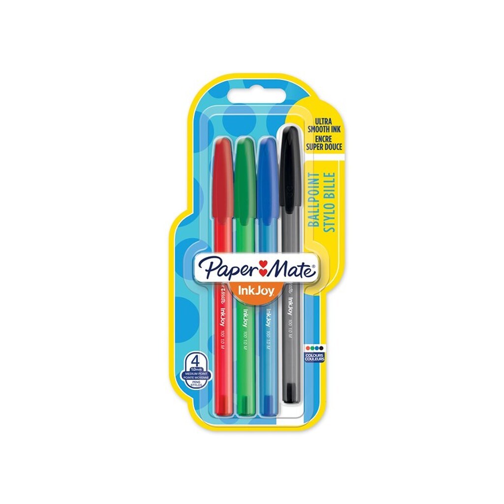 Paper Mate InkJoy 100ST Ballpoint Pens | Medium spids (1,0 mm) | Klassiske farver | 5 styk
