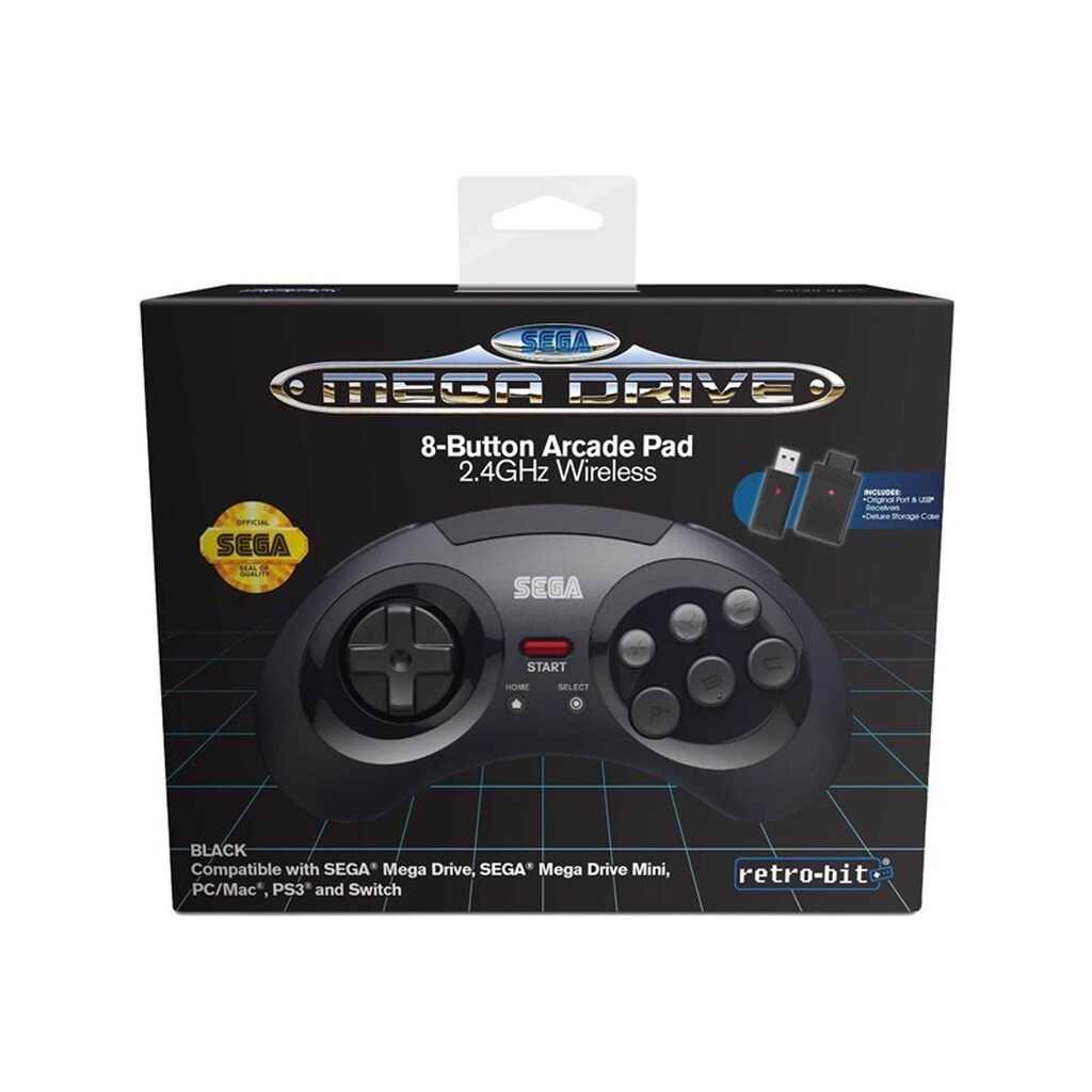 Retro-Bit Sega Mega Drive Wireless Controller - Black - Wireless Controller - MAC