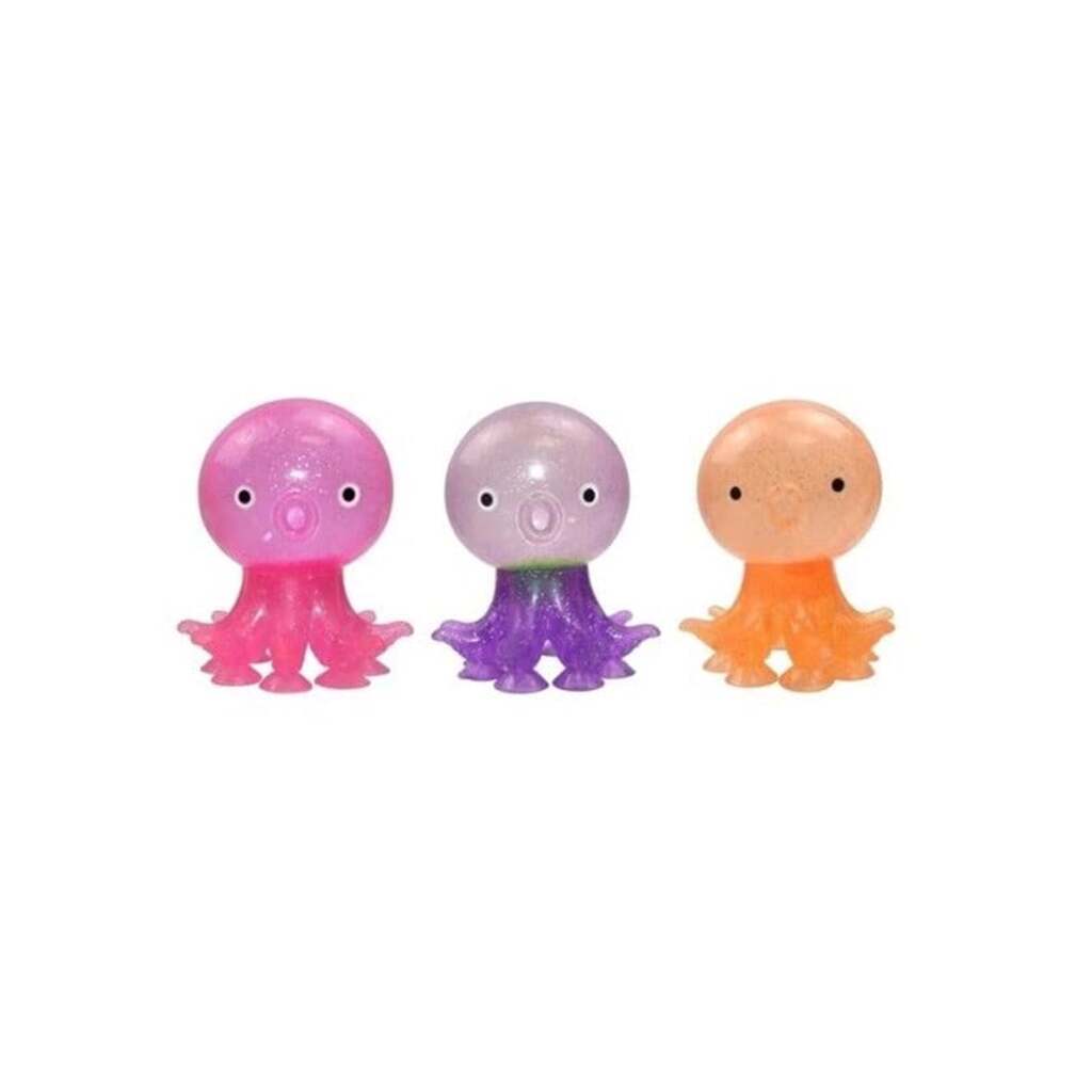 Pocket Money Octopus Glitter Squeeze Ball With Suc - assorted