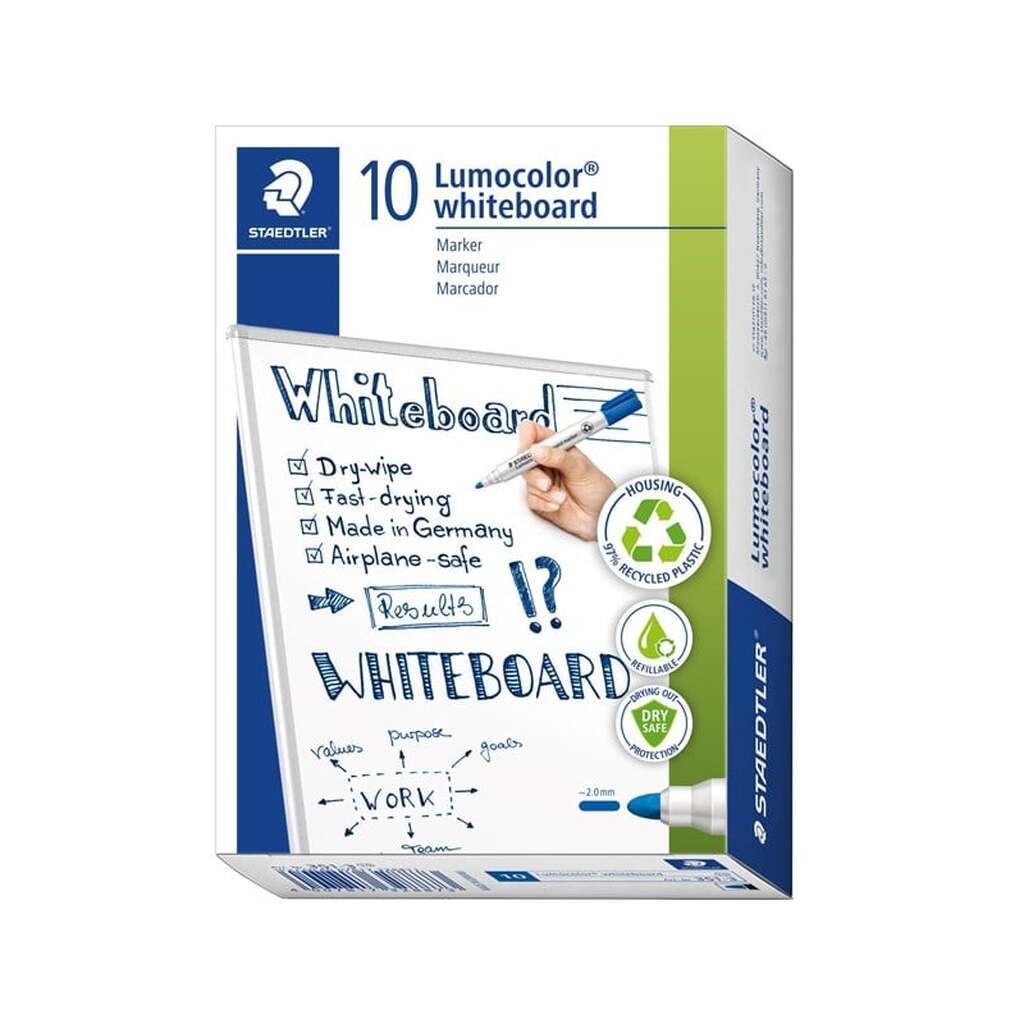 Staedtler LUMOCOLOR WB-MARKER, 10 STK, 2mm BLÅ