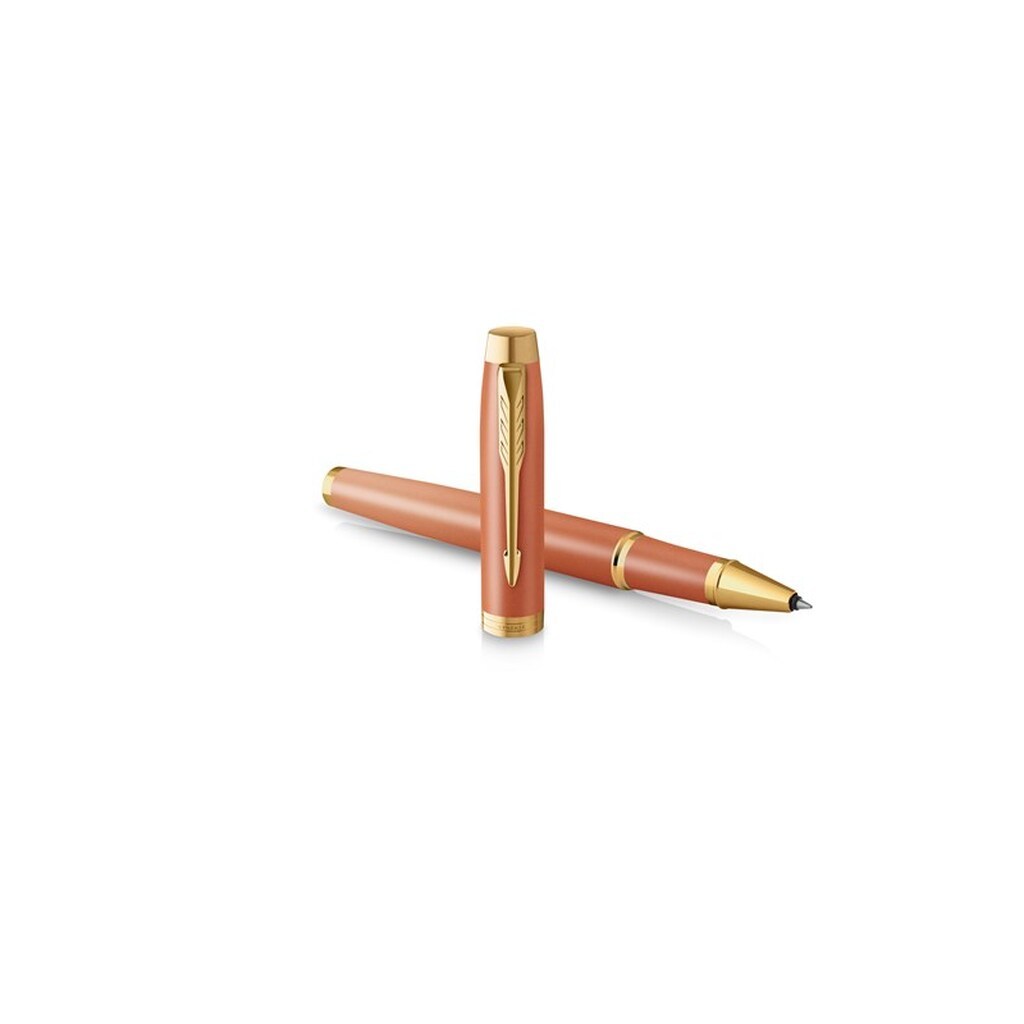 Parker IM Writing Rituals Rollerball, Uplifting Orange finish &amp; guldfarvet beklædning, Fin spids, Sort blækpatron, Gaveæske
