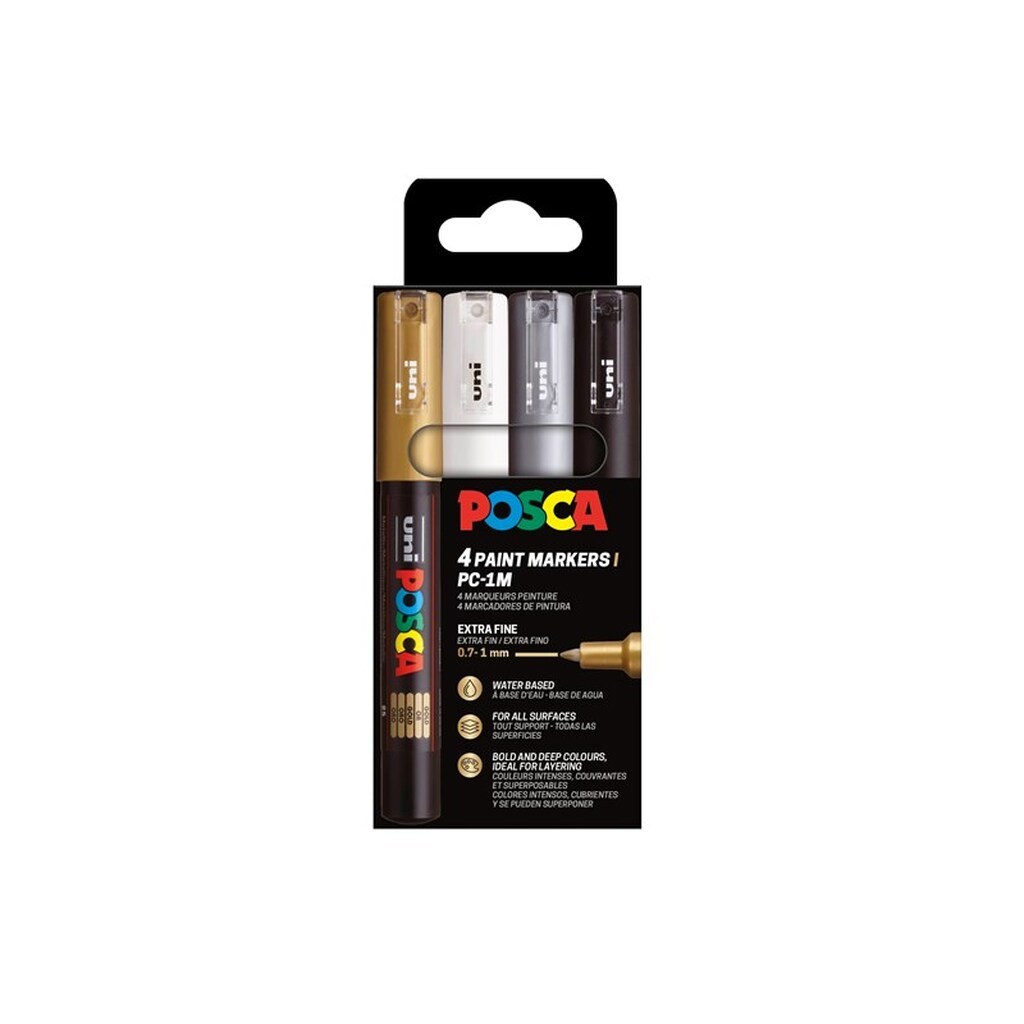 POSCA marker sæt PC-1M 4 farver g-s-s-h