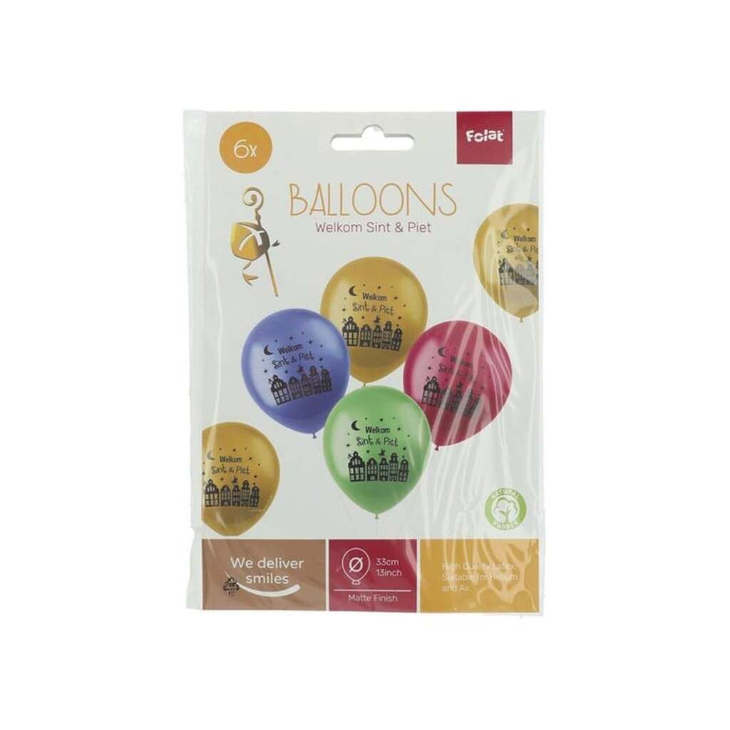 Folat BV - Balloons Welcome Santa &amp; Black Pete 6 pcs.