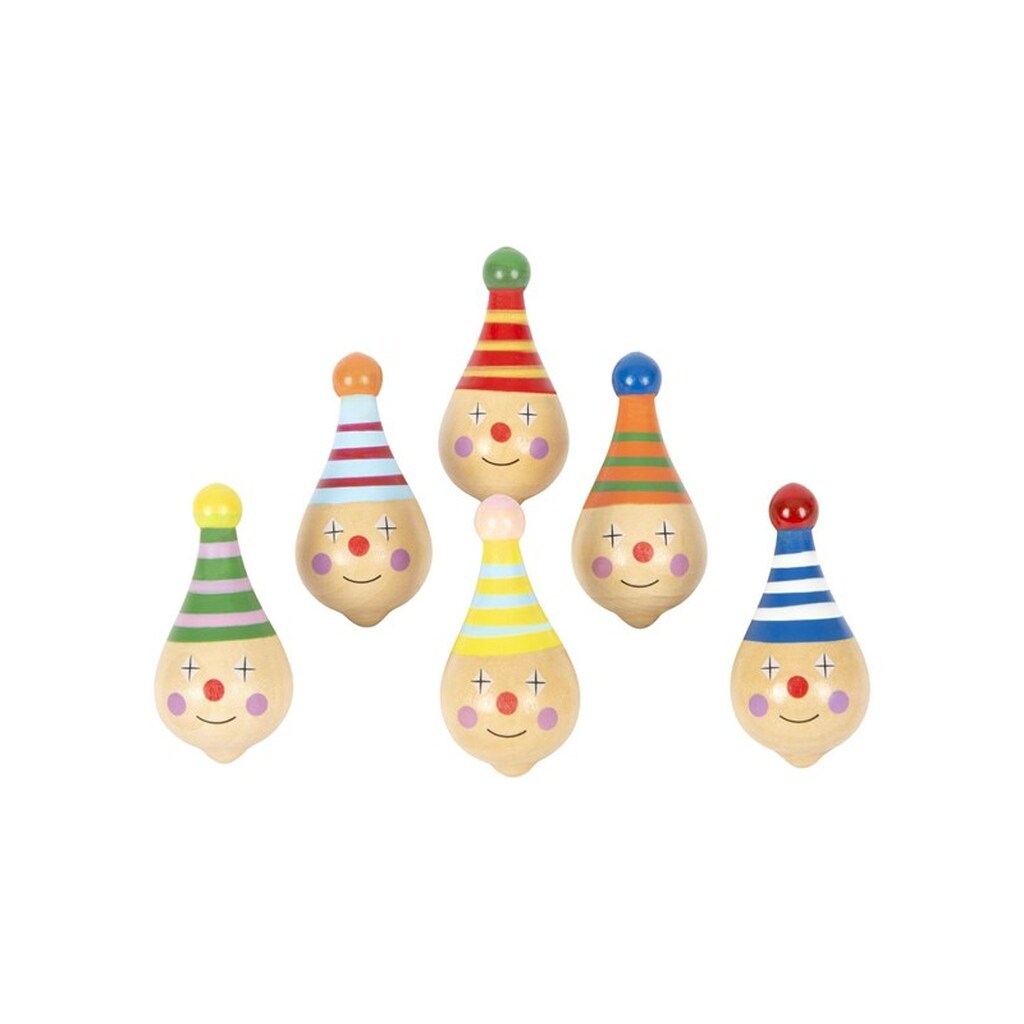 Small Foot - Wooden Spinning Top Clown 6pcs.