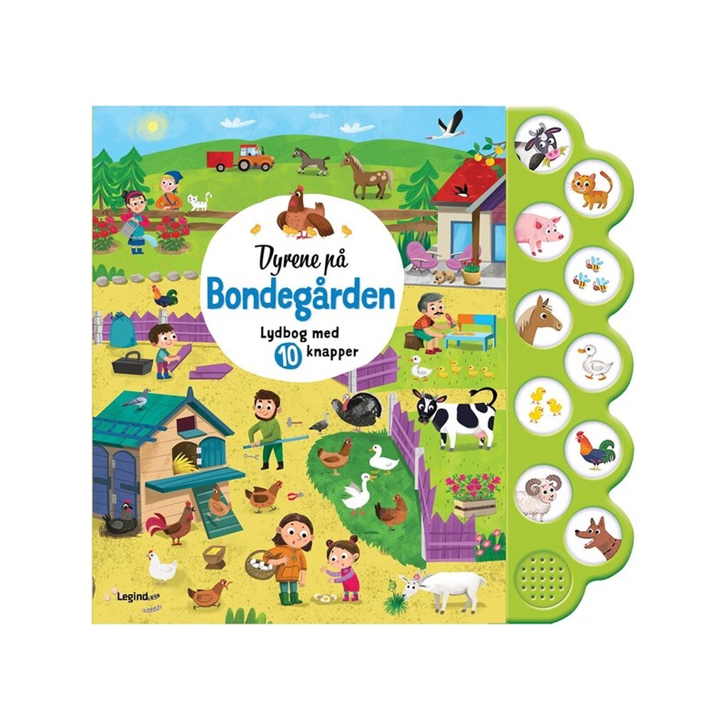 Dyrene på bondegården - Lydbog med 10 knapper - Børnebog - Papbog