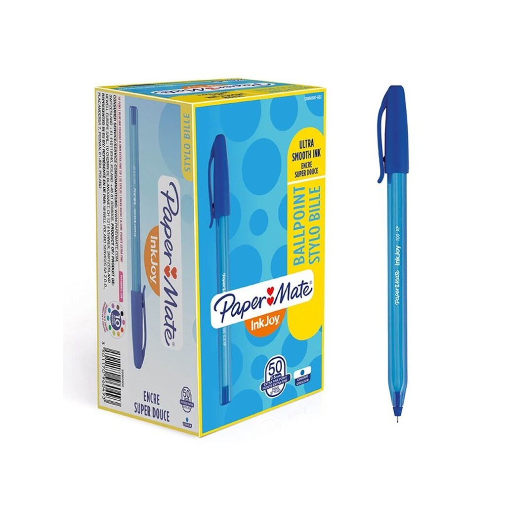 Paper Mate InkJoy 100ST Ballpoint Pens | Meget fin spids (0,5 mm) | Blå | 50 styk