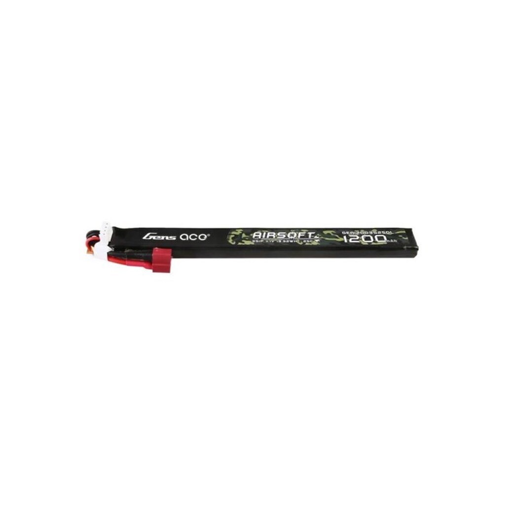 Gens ace &amp;Tattu 1200mAh 25C 3S1P 11.1V Airsoft Gun Lipo Battery with T Plug (Long size)