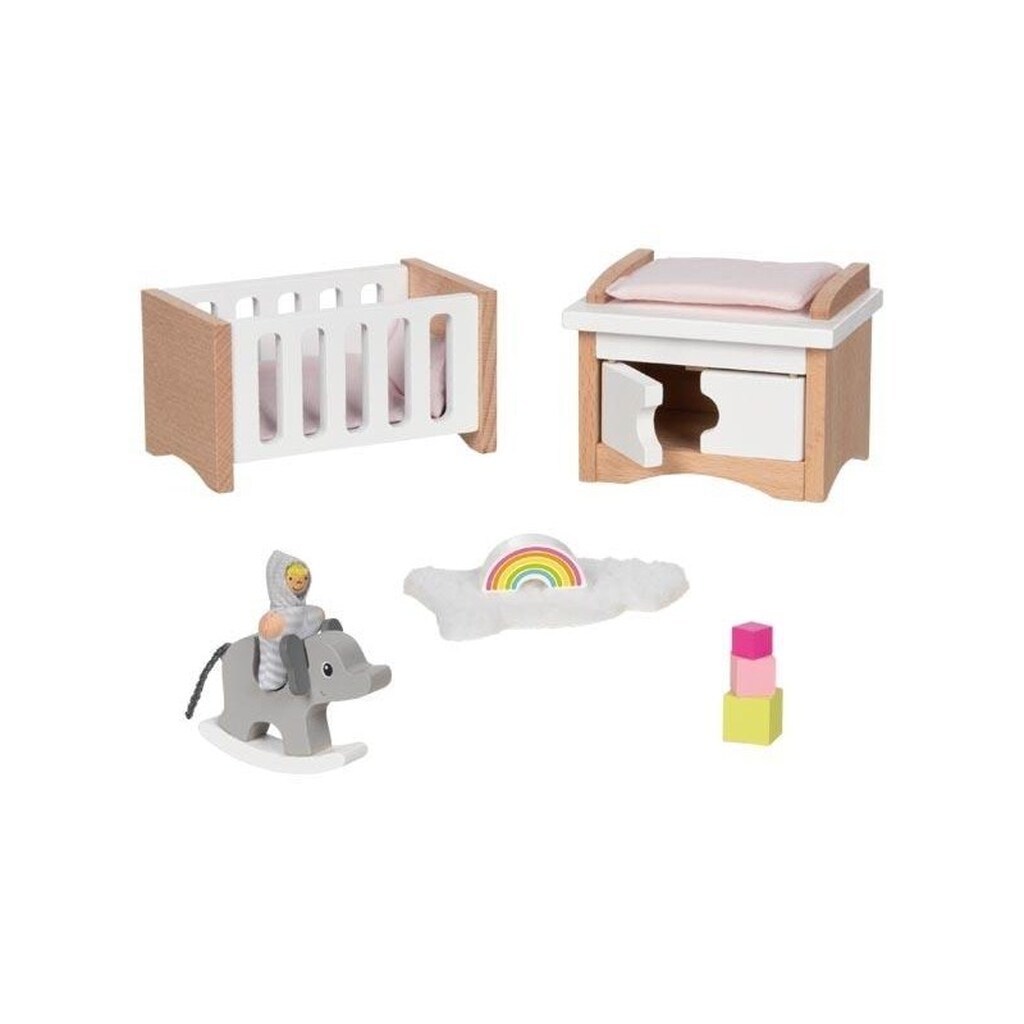 Goki Wooden Doll Furniture Baby Room 12 pieces.