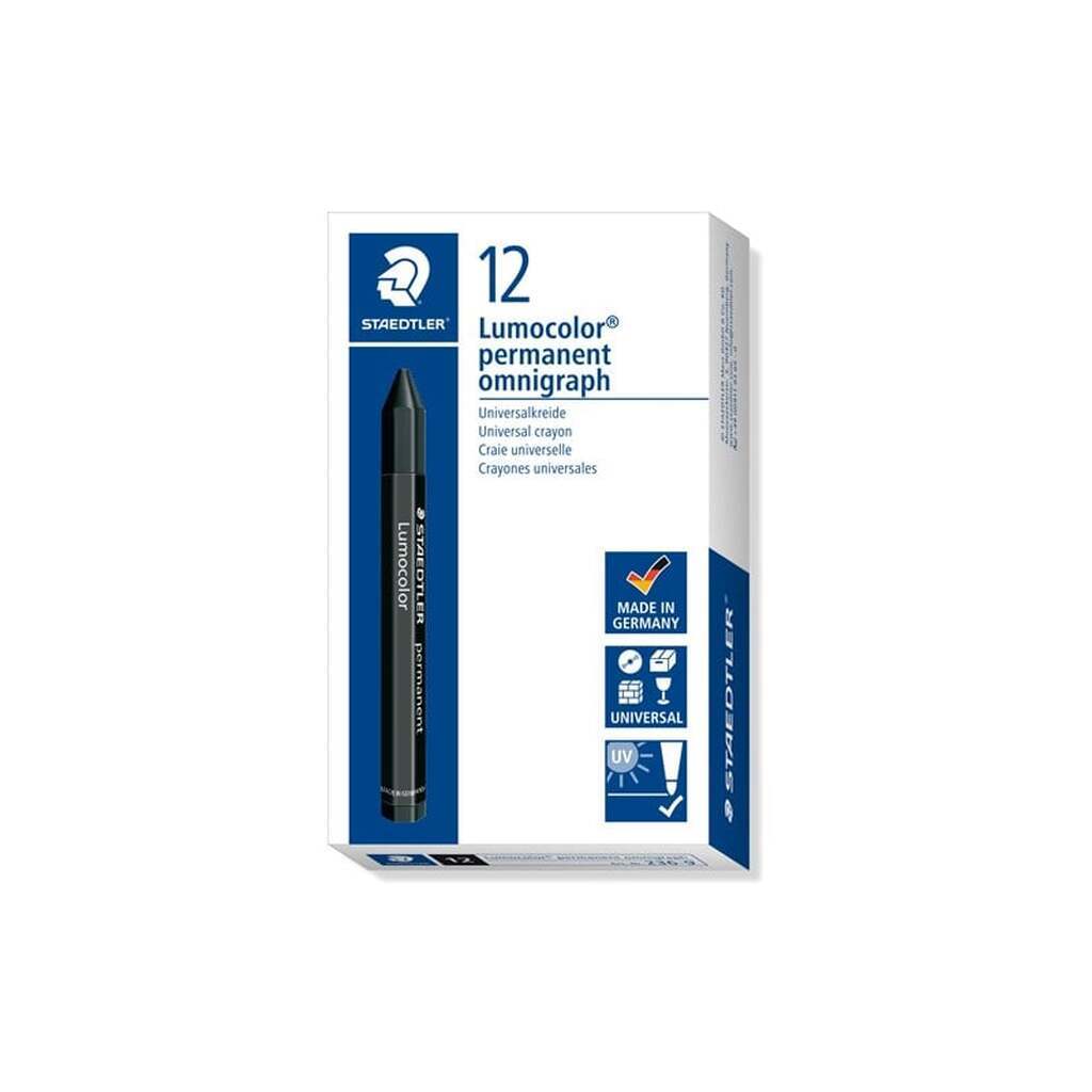 Staedtler MÆRKEKRIDT LUMOCOLOR PERM SORT, ÆSKE 12 STK