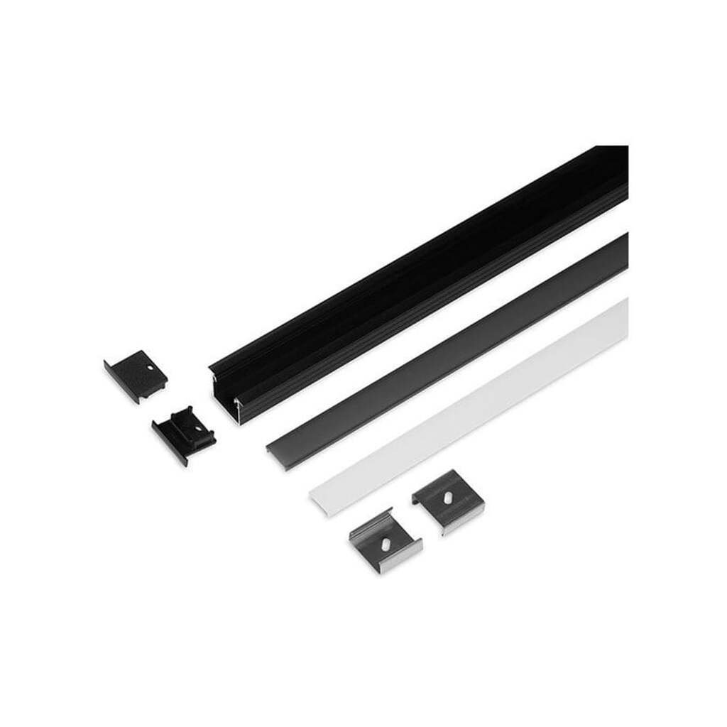 Light Solutions Aluminiumsprofil - Model L (Indbyg) - 20mm LED strip - Sort