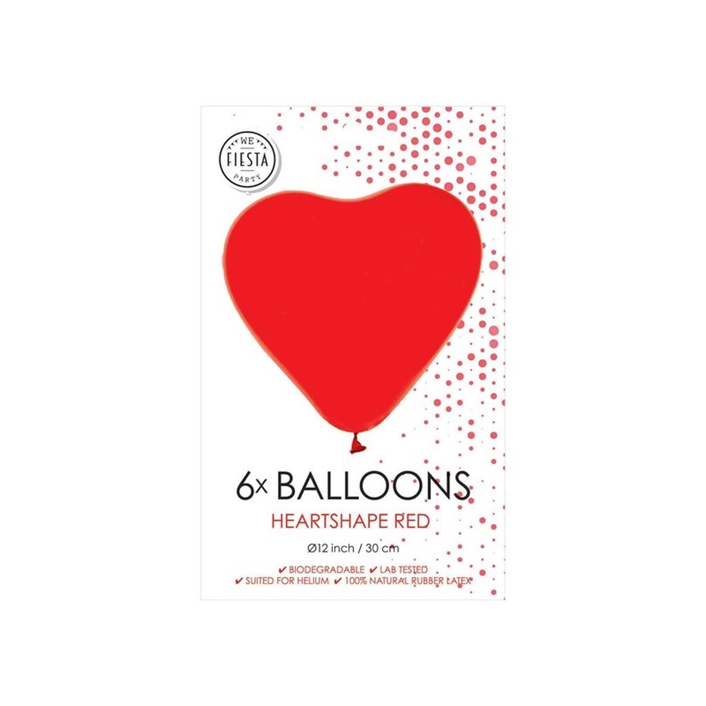Globos - Balloons Heart Balloons Red 30cm 6pcs.