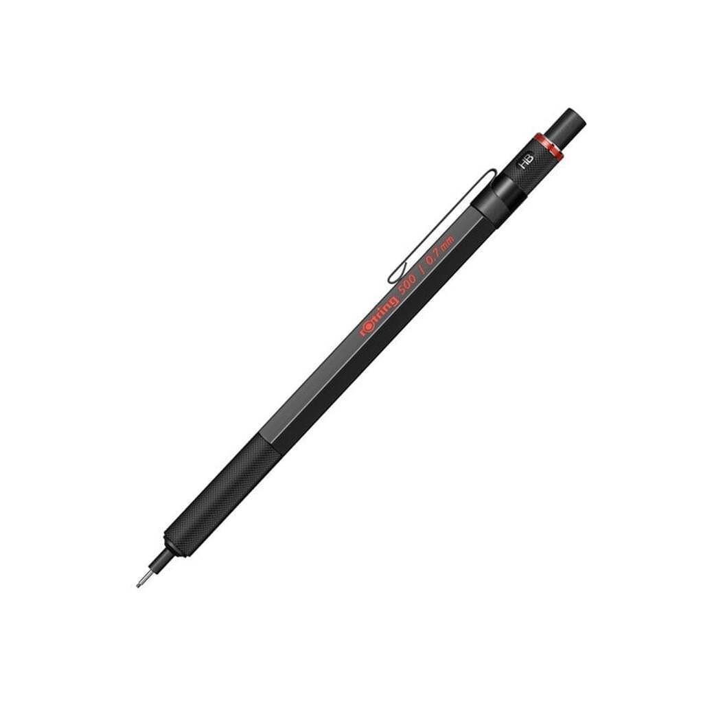 Rotring rOtring 500 Mekanisk Blyant | 0,7 mm HB Bly | Sort Sekskantet Plastik skaft og Skridsikkert Tekstureret Metal Greb