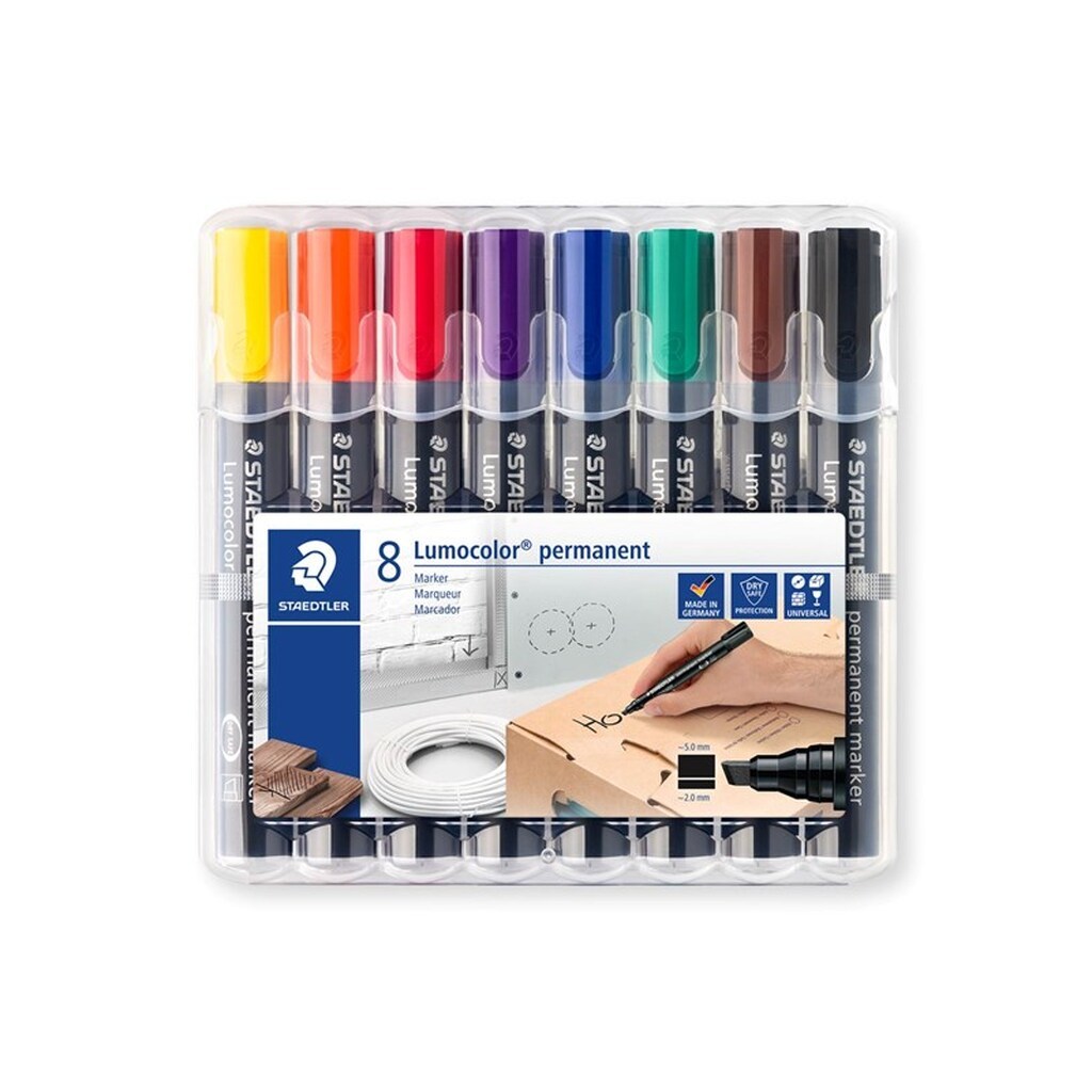 Staedtler Lumocolor Marker Perm 2-5mm 8ass/boks
