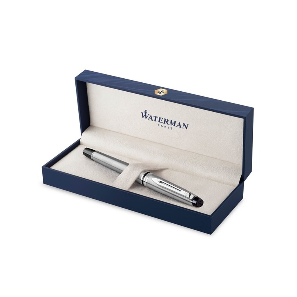 Waterman ekspert fyldepen | Rustfrit stål med krombeklædning | Mellem Nib | Gaveæske