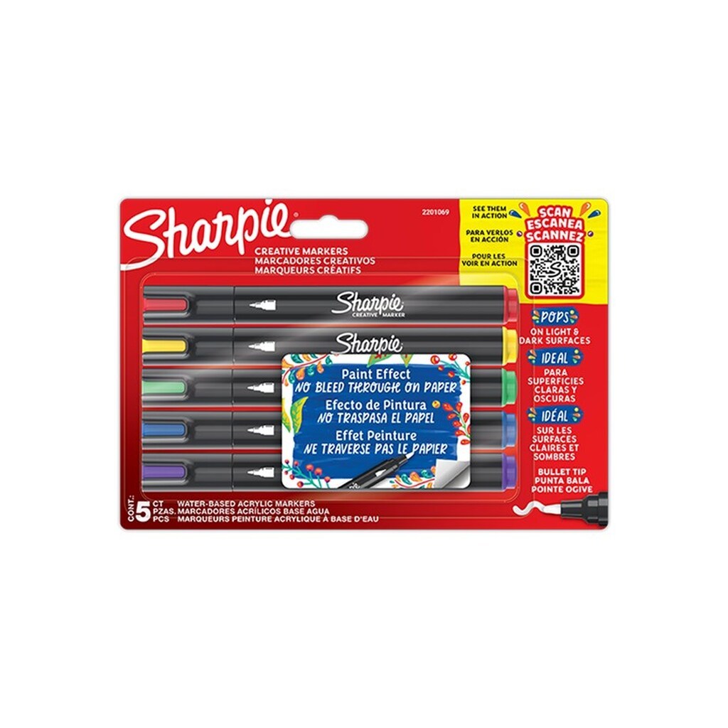 Sharpie Creative Marker Bullet Tip | Assorterede farver | 5 Stk