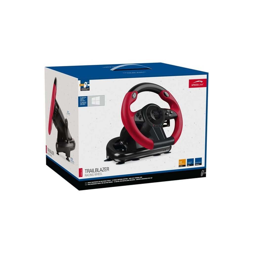 Speed-Link Trailblazer Gaming Steering Wheel - Black/Red - Wired Controller - Sony PlayStation 4
