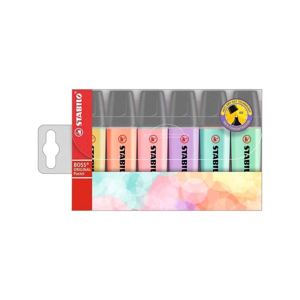 STABILO BOSS Pastel highlighter, sæt med 6 farver