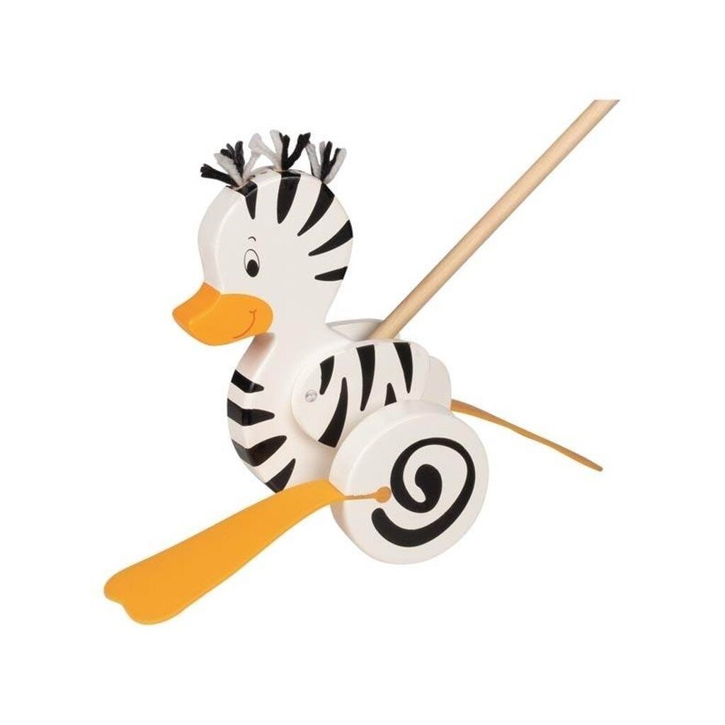 Goki Wooden Push Figure Zebra Duck