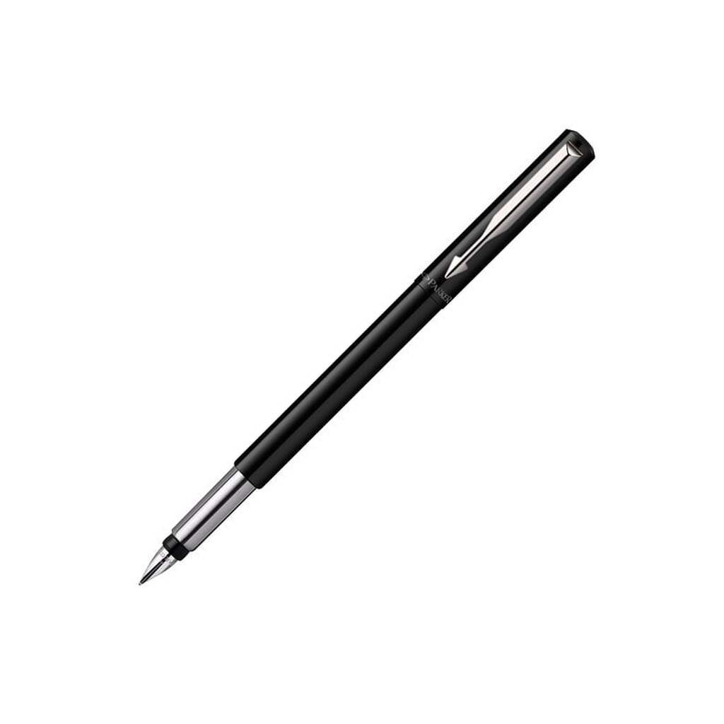 Parker Vector-fyldepen | blå med detaljer i krom | medium spids | blå blæk | hængepakke