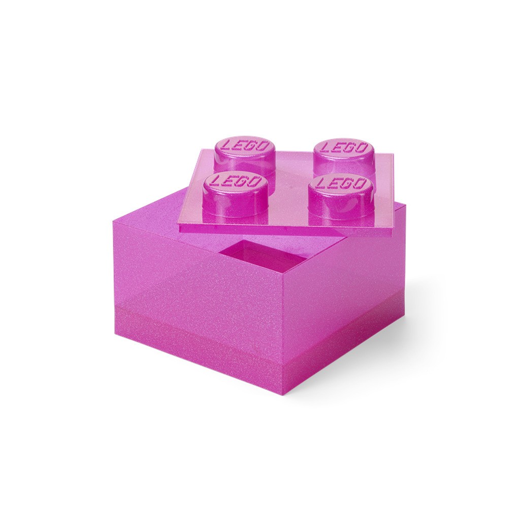 LEGO Storage Brick 4 Top Lid Glitter Medium Violet