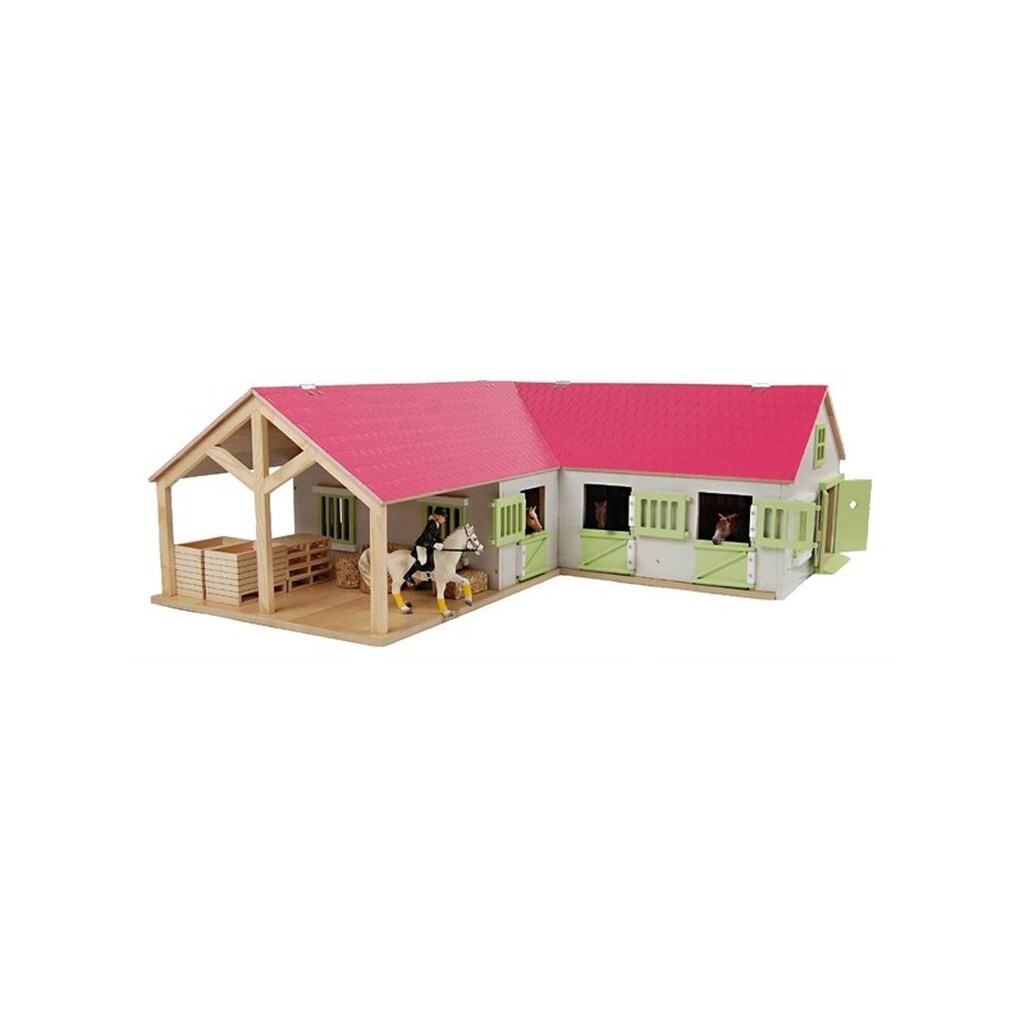 Kids Globe - Horse Corner Stable with 3 Boxes and Storage Pink 1:24