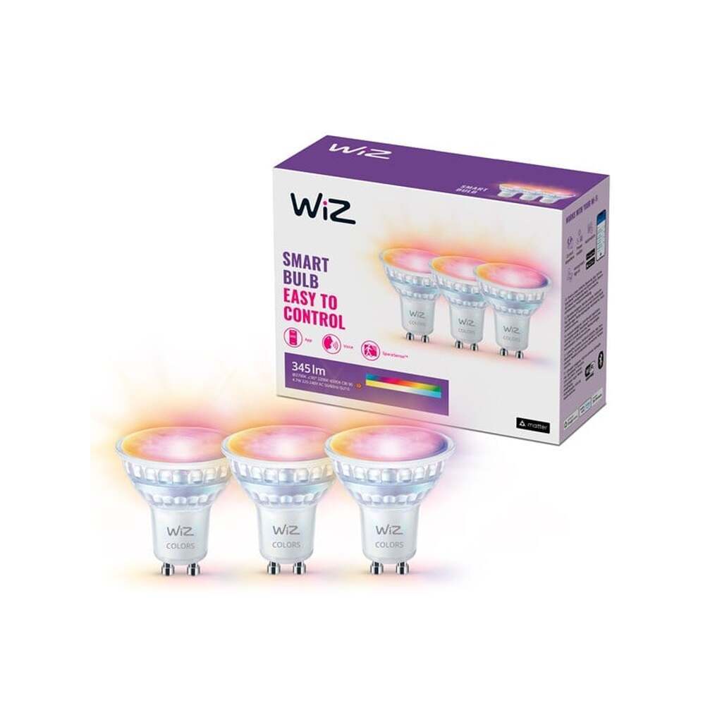 WiZ Full Color GU10 Smart Spotpære 3-pak - RGB/16 millioner farver + dæmpbart hvidt LED-lys