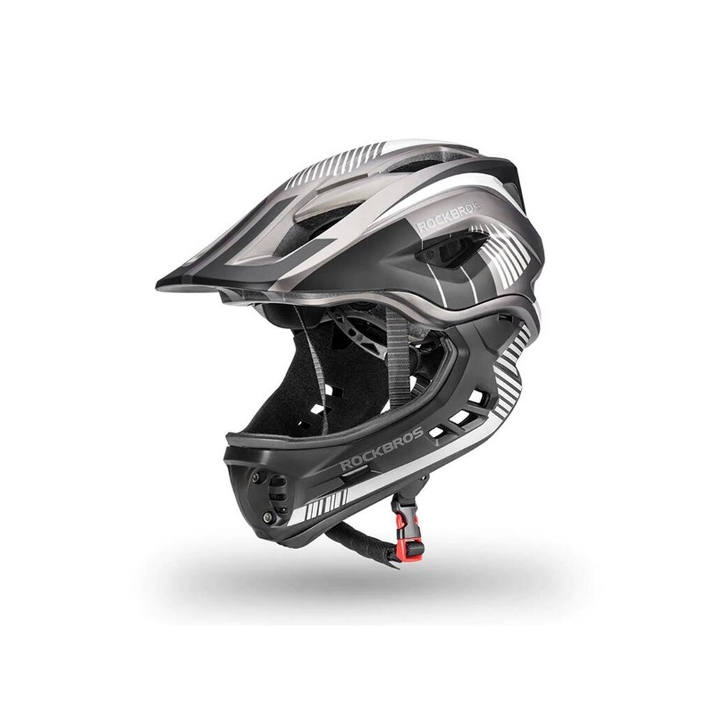 Rockbros TT-32SBTG-M children's bicycle helmet with removable chinbar size M - gray