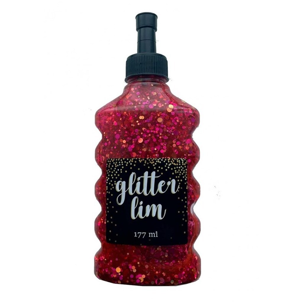 Hobby Mate Glitterlim grov glitter, Rød, 177 ml.