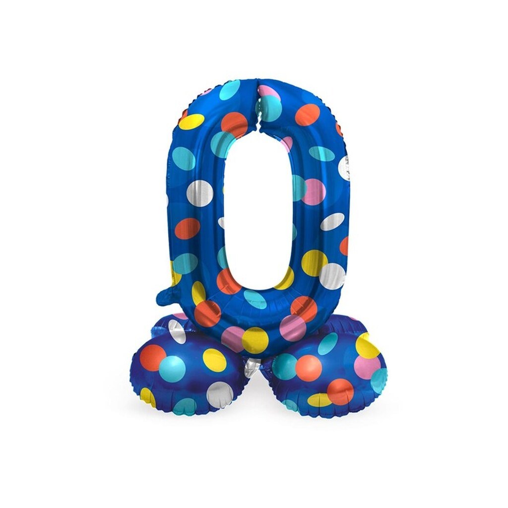 Folat BV Standing Foil Balloon Colorful Dots Number 0 - 72cm