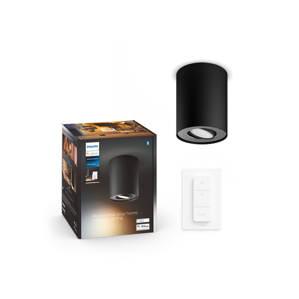 Philips Hue Pillar Enkelt Spot - Sort - med Dimmer Switch