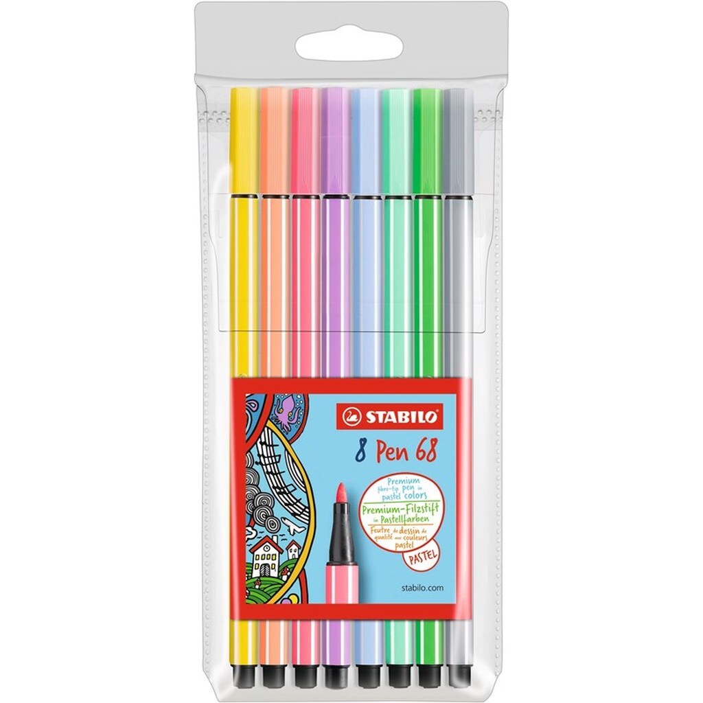 STABILO PEN 68 set of 8 pastel colour pens